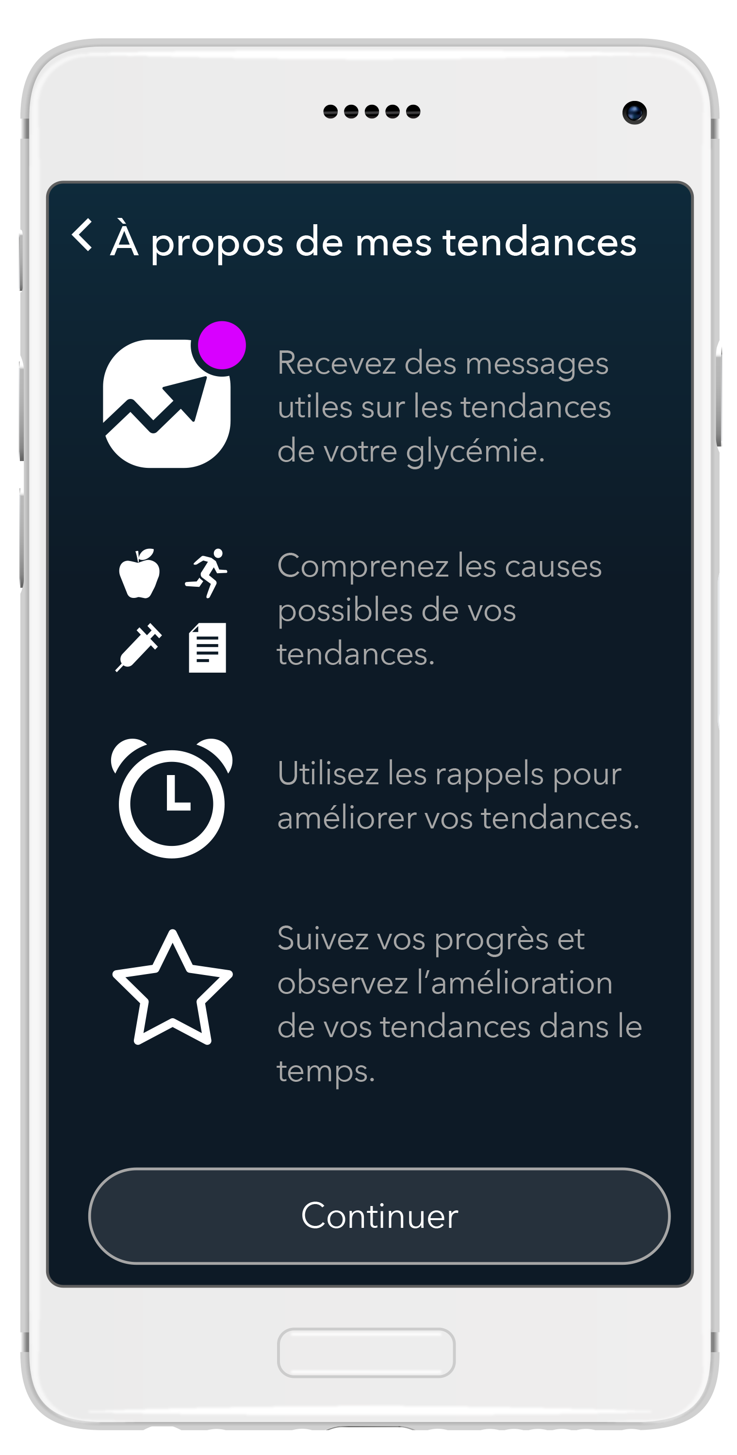 L’application propose des options de programmes de tests personnalisés