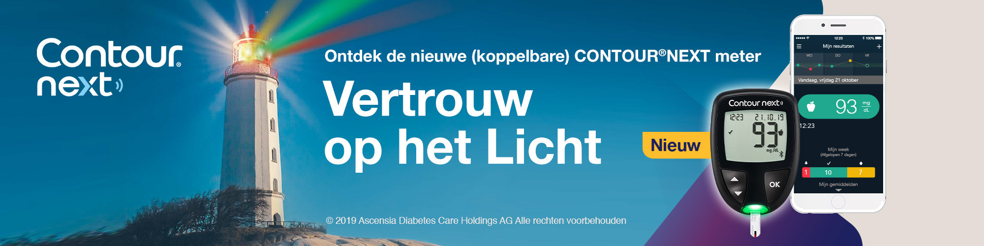 Nieuw de CONTOUR® NEXT meter.  Vertrouw op het licht.