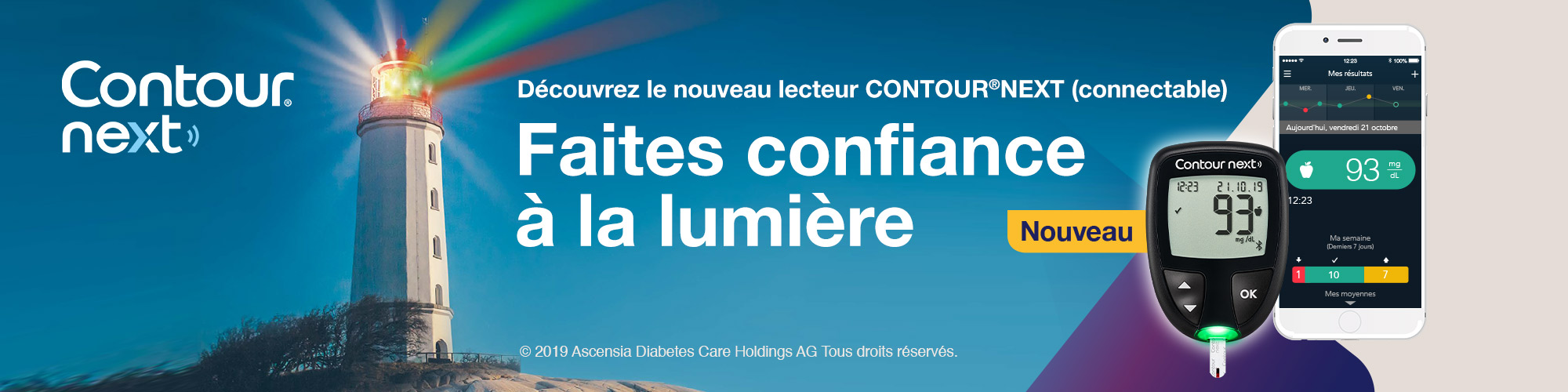 Le nouveau lecteur CONTOUR® NEXT.  Faites confiance à la lumière.